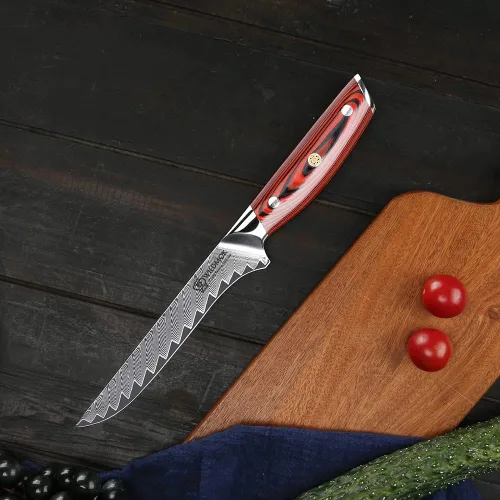 Vista 6 de WILDMOK Cuchillo de deshuesar de Damasco, cuchillo de filete de pescado profesional afilado de 6.4 pulgadas, cuchillo de cocina japonés súper VG10