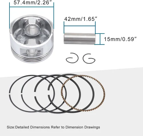 Vista 2 de GOOFIT Kit de montaje de anillo de pistón de 2.260 in para GY6 157QMJ ATV Go Kart ciclomotor Scooter
