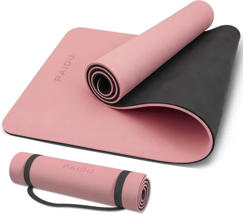 Vista 10 de PAIDU Yoga Mat Non Slip Anti-tear,extra thick-2/5 inch（10MM）High Resiliency Professional POE Yoga Mats for Women Men Kids,72"x24"inch,Workout, Yoga