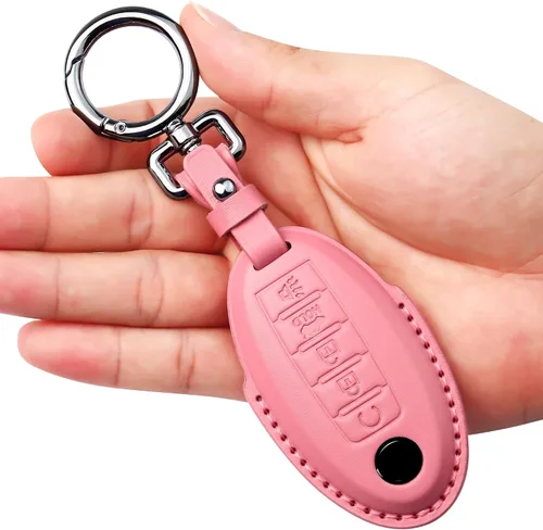 Vista 16 de Tukellen Compatible con llave de Nissan, funda de cuero genuino hecha a mano para Altima Pathfinder Armada Murano Maxima Rogue Infinity Smart Remote