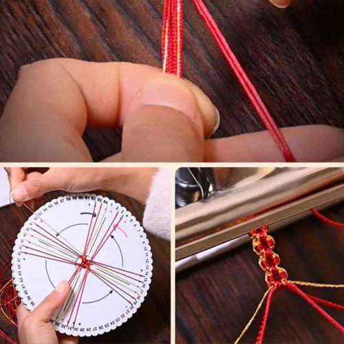 Vista 6 de Pulsera tibetana de la suerte para mujer, pulsera trenzada de buenos deseos, estilo budista, ajustable, pulsera de cuerda roja