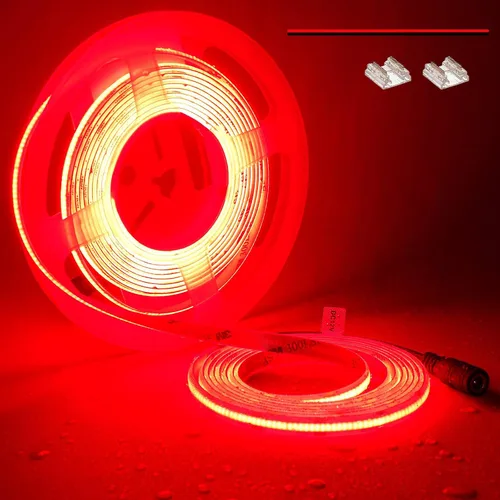 Vista 14 de TOPAI Tira de luz LED COB de 12 V, 3000 K, blanco cálido, impermeable, IP65, 480 LEDs/M, súper brillante, 4000 lúmenes, CRI>90, 16.4 pies, sin
