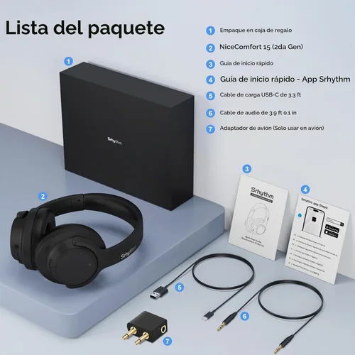 Vista 16 de Srhythm NiceComfort 15 (2nd Gen) Hybrid Noise Cancelling Wireless Headphones,Bluetooth 6.0,with Low Latency,Spatial Audio,ENC,120Hrs