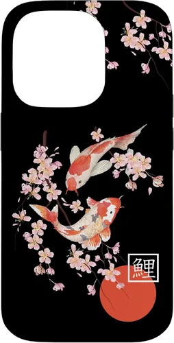 Vista 17 de Cherry Blossom Koi Carp Fish Japanese Sakura Graphic Art Case for iPhone 17