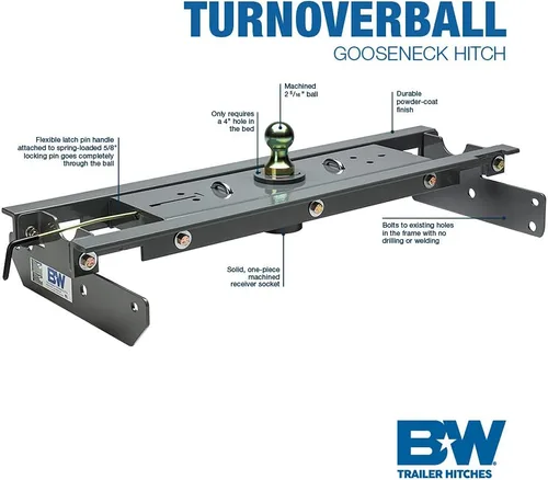 Vista 2 de B&W Trailer Hitches Enganche de cuello de cisne con bola de giro - GNRK1123-2023−2026 Ford F250 y F350 camiones, y Ford F450 camiones con cama