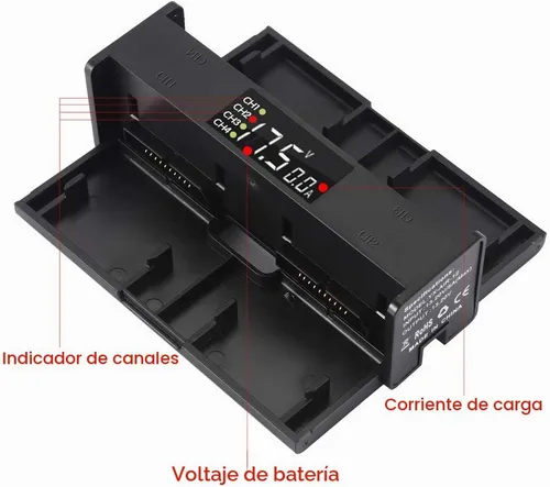Vista 4 de Hanatora Hub de carga de batería plegable 4 en 1 para DJI Mavic 2 Pro/Zoom/Enterprise Drone, múltiples accesorios de cargador con indicador de carga