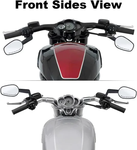 Vista 9 de Espejos retrovisores musculares LED intermitentes aptos para Harley VROD Negro