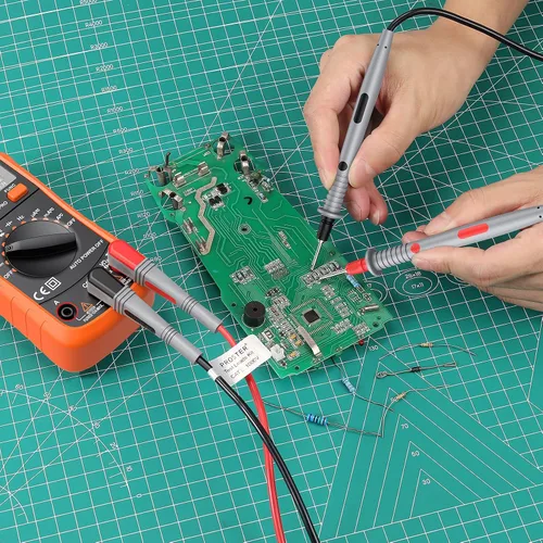 Vista 8 de Kit de cables de prueba múltiple Proster - Cable de prueba de multímetro eléctrico con pinzas de caimán, sonda de prueba, agarre de resorte, enchufe