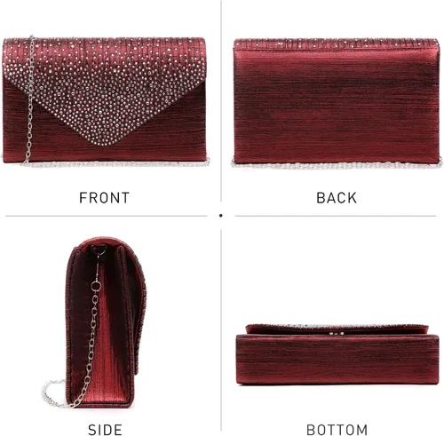 Vista 4 de Dasein Bolso de mano con satén satinado para mujer, tipo embrague, para noche, bandolera, bolsos, fiesta, graduación, boda, sobre