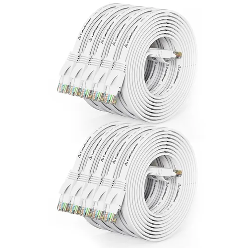 Vista 21 de Cable Ethernet Cat 6 de 1 pie (paquete de 10) (a un precio Cat5e pero mayor ancho de banda) Cables de red planos de Internet - Cable de conexión
