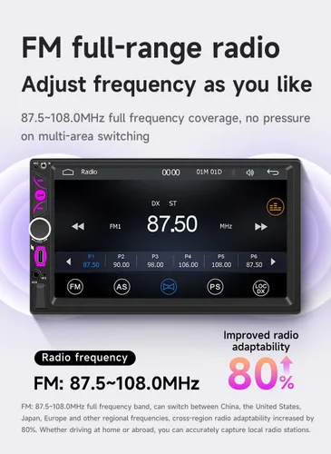 Vista 5 de Estéreo inalámbrico de doble DIN para coche con pantalla de radio Apple CarPlay para receptores de audio de coche, Bluetooth Car Play Android Auto