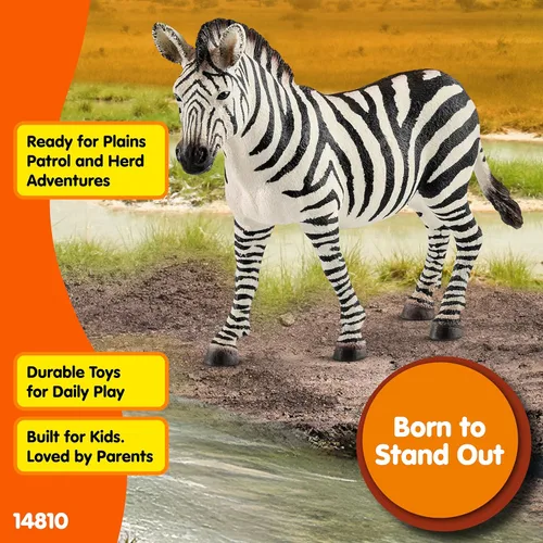 Vista 3 de Schleich Wild Life - Figura de cebra femenina realista – Juguete auténtico y altamente detallado de animales salvajes, duradero para la educación