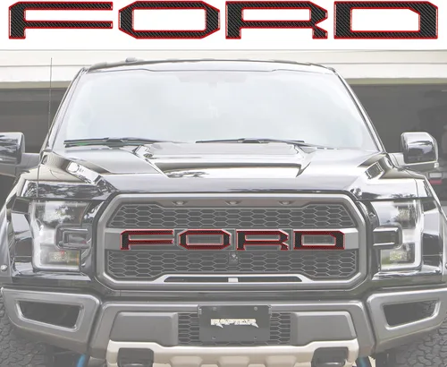 Vista 15 de Superposiciones de letras de rejilla frontal, compatibles con Raptor 2015-2020