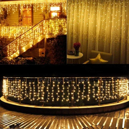 Vista 9 de Toodour Luces de Navidad de carámbano para exteriores, 29.5 pies, 360 luces LED de decoración de Navidad con 60 gotas, 8 modos, conectables, luces
