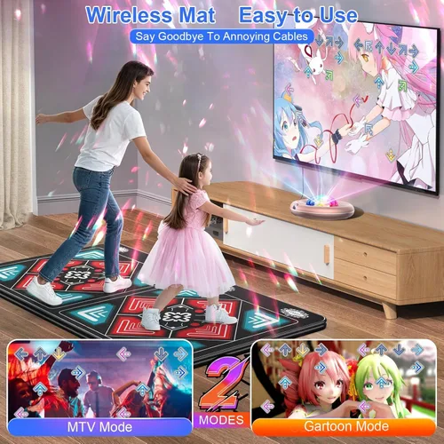 Vista 2 de Alfombrilla de baile para niños y adultos, plataforma de baile electrónica inalámbrica antideslizante para TV, sin arrugas, suave y acogedora