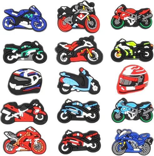 Vista 2 de Juchuine 15 dijes para zapatos de motocicleta, decoración de joyería para zapatos o bolsas, accesorios para niños, adolescentes, fiestas, regalos
