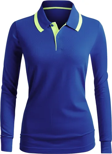 Vista 2 de CLOVERY Polo casual de manga larga con 2 botones para mujer