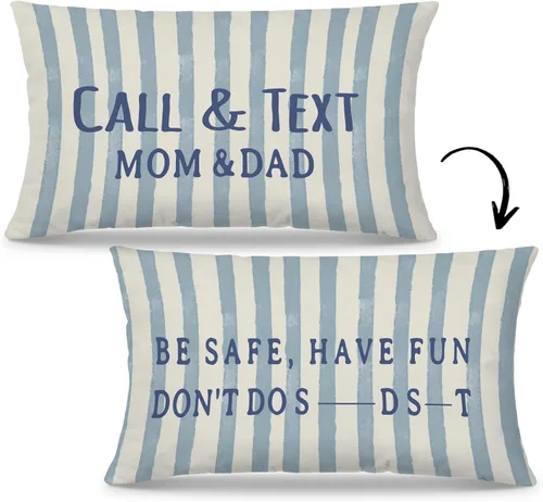 Vista 15 de Mingnei Funda de almohada con texto en inglés "Call Your Mom", divertida funda de almohada reversible decorativa de 12 x 20 pulgadas, regalos