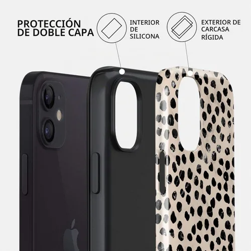 Vista 3 de BURGA - Funda compatible con iPhone 12, apta para carga inalámbrica, carcasa rígida híbrida de 2 capas + funda de silicona, resistente, ajuste Latte