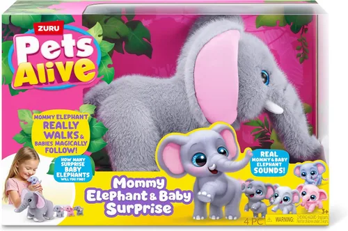 Vista 8 de Pets Alive Mommy Elephant and Baby Surprise by ZURU