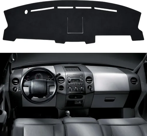 Vista 12 de SPEEDWOW Tapete para cubierta de tablero de instrumentos compatible con Ford F150 1997-2003 sin sensor climático/sensor de luz
