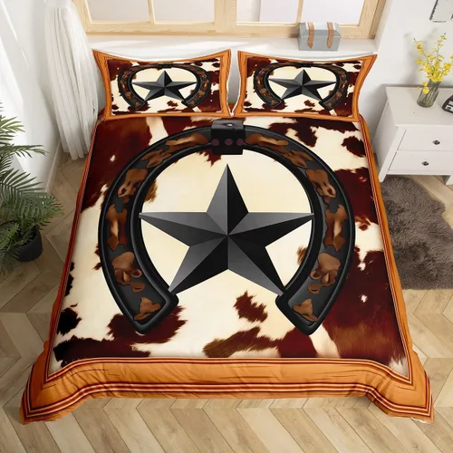 Vista 17 de Erosebridal Juego de ropa de cama de vaquero, funda de edredón de rodeo occidental, funda de edredón para cama de caballo para niños, adolescentes