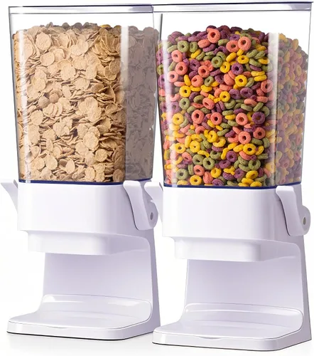 Vista 7 de Dispensador de cereales de 5L para encimera con tapas, contenedores de organización y almacenamiento para cocina y despensa, dispensador de arroz