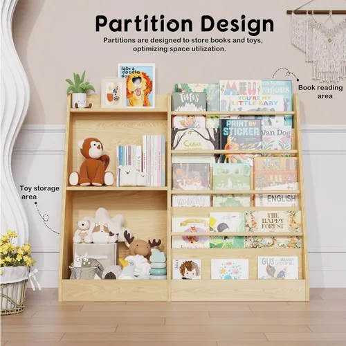 Vista 4 de Lkeiyay Estantería infantil de 5 niveles, estantería para bebés, almacenamiento de juguetes y libros para niños, estante de exhibición de libros
