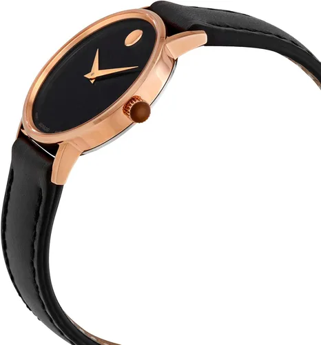 Vista 2 de MOVADO Swiss Museum Classic Black Dial - Reloj de cuero delgado PVD para mujer
