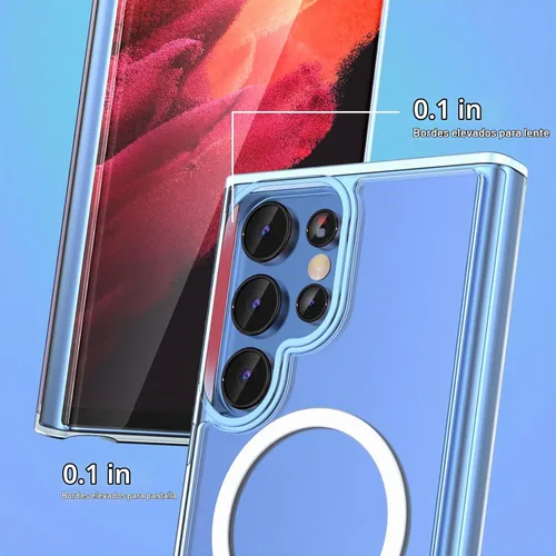 Vista 4 de ANNGELAS Funda protectora para Samsung Galaxy S22 Ultra Mag-Safe, delgada funda protectora a prueba de golpes con magnético, parte trasera dura