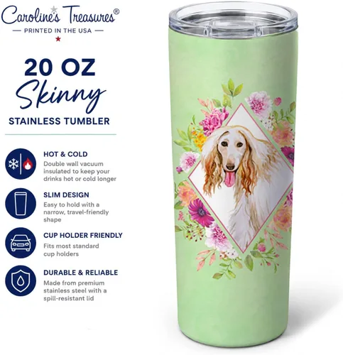 Vista 4 de Caroline's Treasures CK4270TBL20 - Vaso delgado de acero inoxidable de 20 onzas con aislamiento al vacío de doble pared, reutilizable