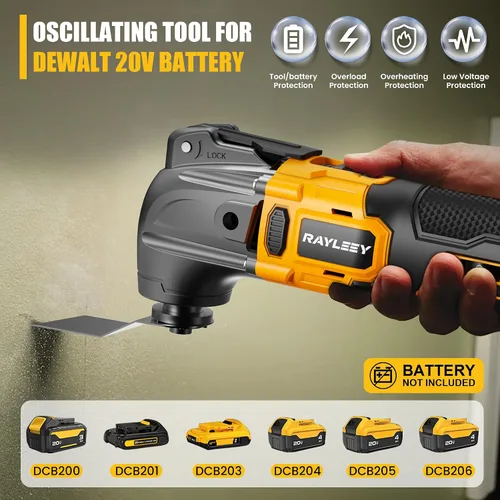 Vista 2 de Kit de múltiples herramientas oscilantes compatible con batería DEWALT de 20 V, herramientas oscilantes inalámbricas con motor sin escobillas, 6