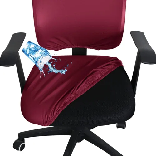 Vista 16 de Shukii Funda impermeable para silla de escritorio de oficina, funda de piel sintética, elástica, giratoria, para silla de computadora, protector