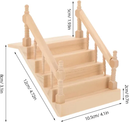 Vista 2 de Angoily Miniatura Casa de Muñecas Escalera Escritorio Ornamento Simplemente Escalera Pasamanos Exterior Barandillas