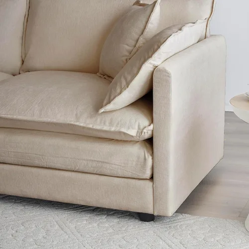 Vista 5 de Sofá modular, sofá seccional: 6 plazas reversible en forma de U con otomanas y almohadas para sala de estar, color beige