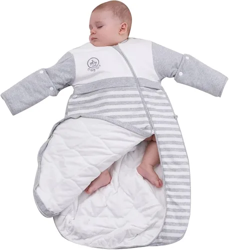 Vista 6 de Babyah Manta portátil para niños, mangas desmontables para saco de dormir 1.5 Tog para 65-78℉-azul