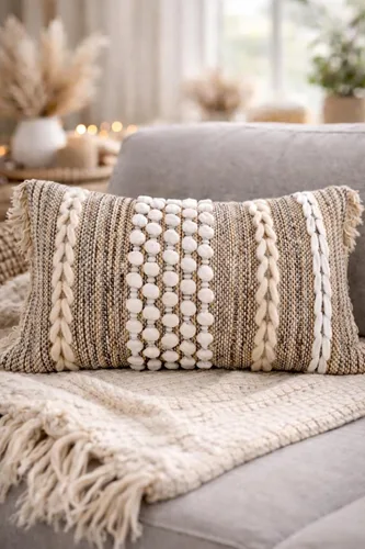 Vista 9 de Funda de almohada COZYDEKO estilo boho, de 18 x 18 pulgadas, almohadas decorativas marroquíes rústicas bohemias con acentos copetados, algodón