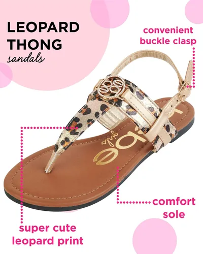 Vista 2 de bebe Sandalias para niña Sandalias de tanga con correa de leopardo con velcro Lindas sandalias para niñas con correa de talón