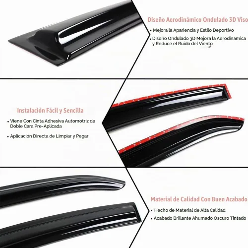 Vista 6 de Deflector de ventana estilo Mugen compatible con Altima Coupe 2008-2013, viseras de ventana de 2 puertas, protectores de lluvia, juego de 2