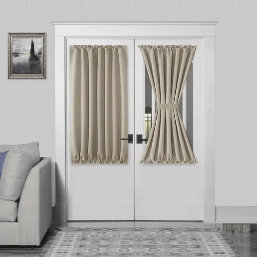 Vista 19 de DWCN Cortinas para Puertas Francesas – Cortinas opacas térmicas con bolsillo para barra para puertas con ventana de cristal, puertas de cocina