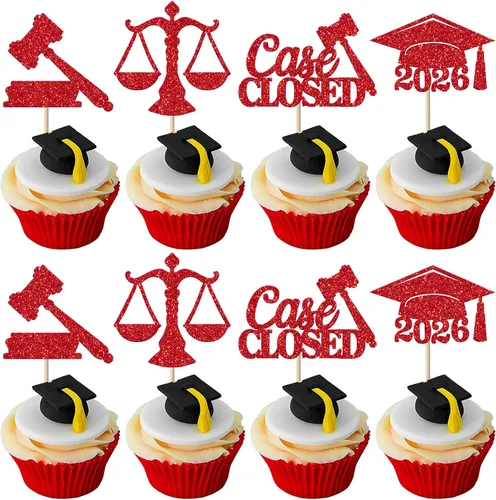 Vista 9 de Paquete de 24 adornos para cupcakes de clase de 2026 con purpurina 2026 para diploma de graduación 2026, selecciones para cupcakes para graduación