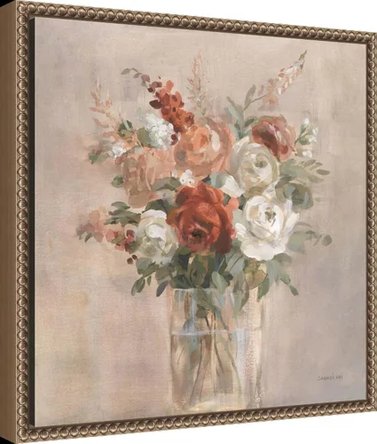 Vista 2 de Amanti Art Lienzo enmarcado para pared, 16 x 16 pulgadas, ramo de rojizo de Danhui Nai, lienzo enmarcado para pared, obras de arte de flores