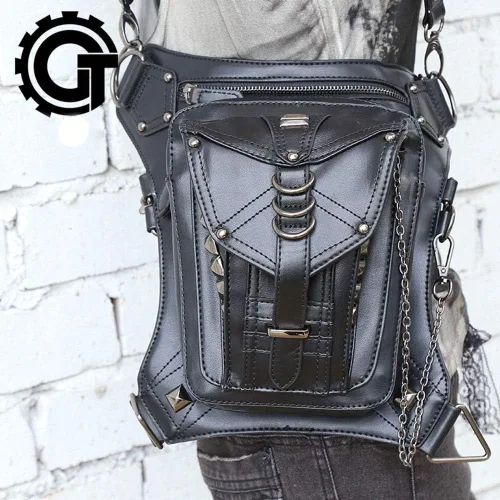 Vista 6 de Rebajas Cyber Monday Ofertas Venta Steampunk Riñonera Bolso para cintura Moda Gótico Hombro Bandolera Bandolera Muslo Pierna Capucha Bolsa de Viaje