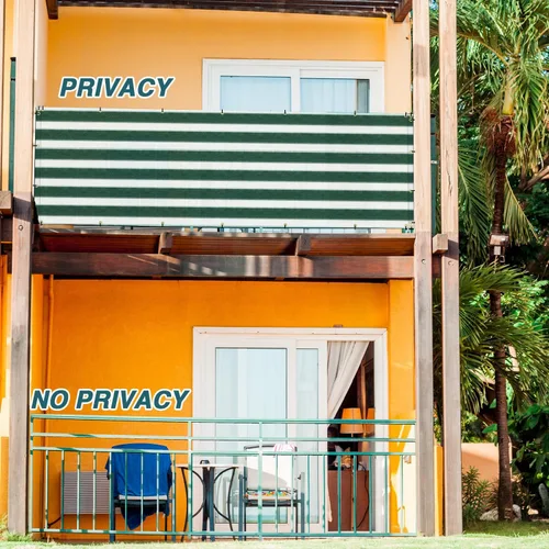 Vista 6 de ECOOPTS Pantalla de Privacidad para Valla de Balcón de 3'x1' con Bridas, Cubierta de Valla de Protección UV para Exteriores para Balcón, Porche