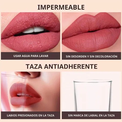 Vista 6 de Lápiz labial líquido rosa polvoriento, mate, de larga duración Whispering Wind