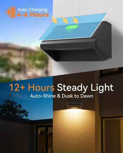 Vista 2 de Luces solares para valla al aire libre, paquete de 12 luces RGB Negro
