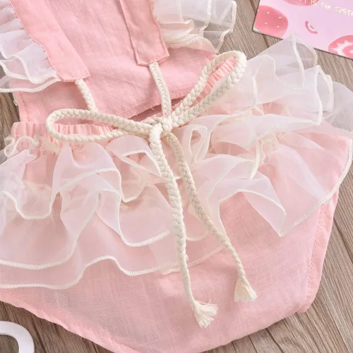 Vista 50 de IDOPIP Conjunto de ropa de 1er cumpleaños para niñas con estampado floral, estilo bohemio, con encaje, tutú y diadema de princesa