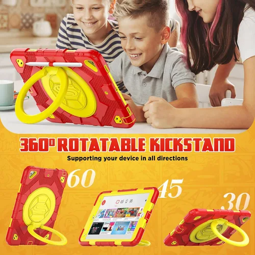 Vista 3 de SEYMAC stock Funda para iPad de 9ª/8ª/7ª generación de 10.2 pulgadas (2019-2021), resistente a prueba de golpes con protector de pantalla, soporte
