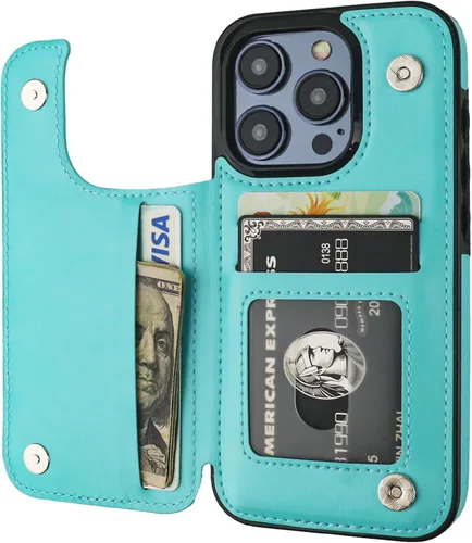 Vista 11 de ONETOP - Funda tipo cartera compatible con iPhone 15 Pro con soporte para tarjetas, funda de piel sintética con soporte y ranuras para tarjetas