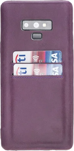 Vista 37 de HARDISTON Funda de piel auténtica hecha a mano para Samsung Galaxy Note 8, funda a presión con 2 ranuras para tarjetas de crédito, carga Marrón